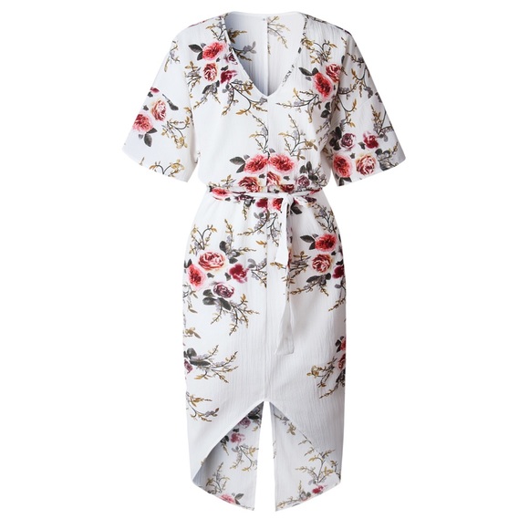 B2G1♦️🆕 Floral V- Neck Loose Kimono Dress - Picture 4 of 6